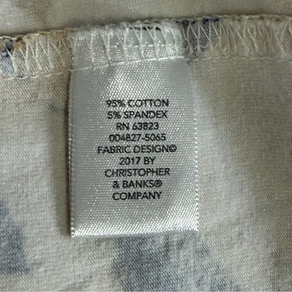 CJ BANKS Womens Floral 3/4 Sleeve Top Size 2X Beige Blue Pullover Casual Comfy - Picture 7 of 7